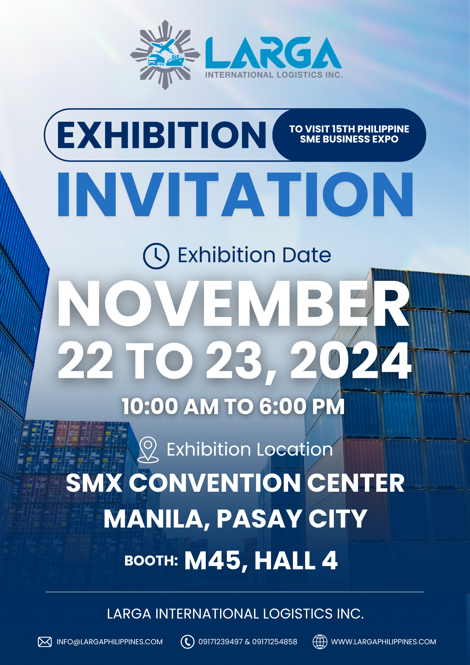 Join Larga International Logistics Inc. at the 15th Philippine SME Business Expo!